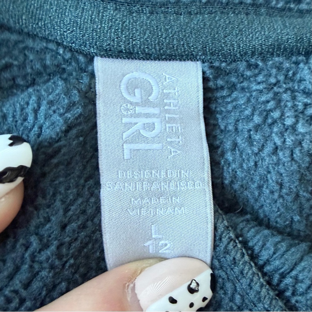 Athleta Girl Crazy Cozy Karma Wrap 2.0 SZ L (12) Abyss Heather Fleece Pullover - Picture 4 of 6